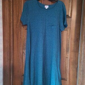 LULAROE HIGH LOWSHORT SLEEVE SIMPLY COMFORT PULLOVER W/ POCKET BLUE SHADE SIZE L